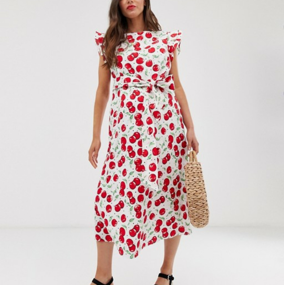 Maternity midi dress with belt